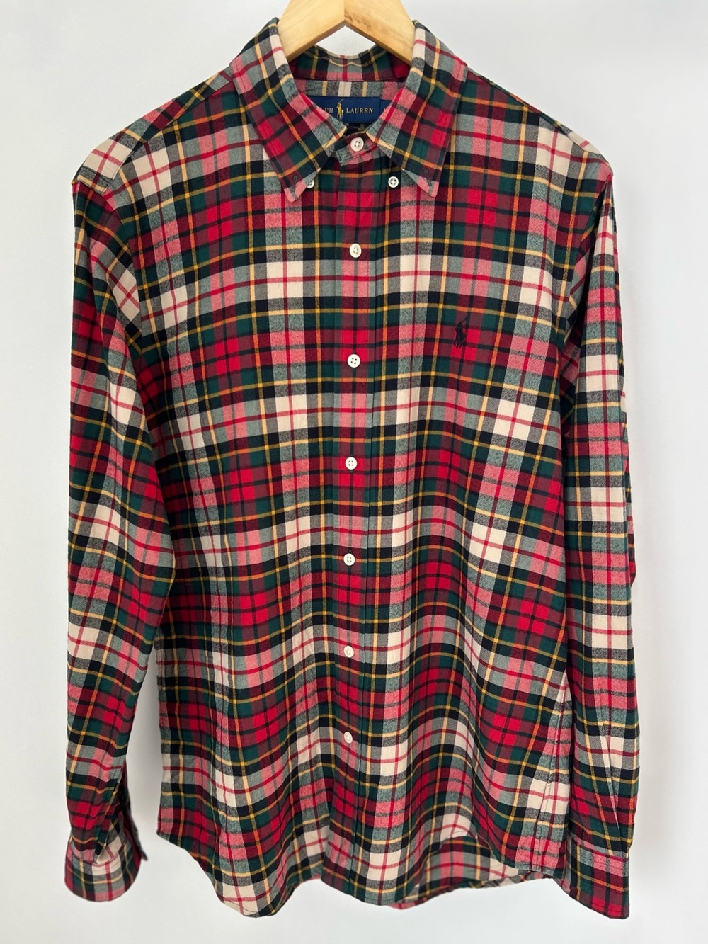 Ralph Lauren Red and Green Plaid Button-Down Shirt